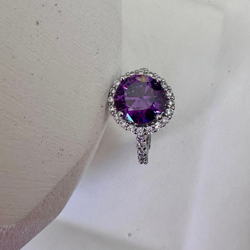 Unique Round Purple Amethyst Halo Ring