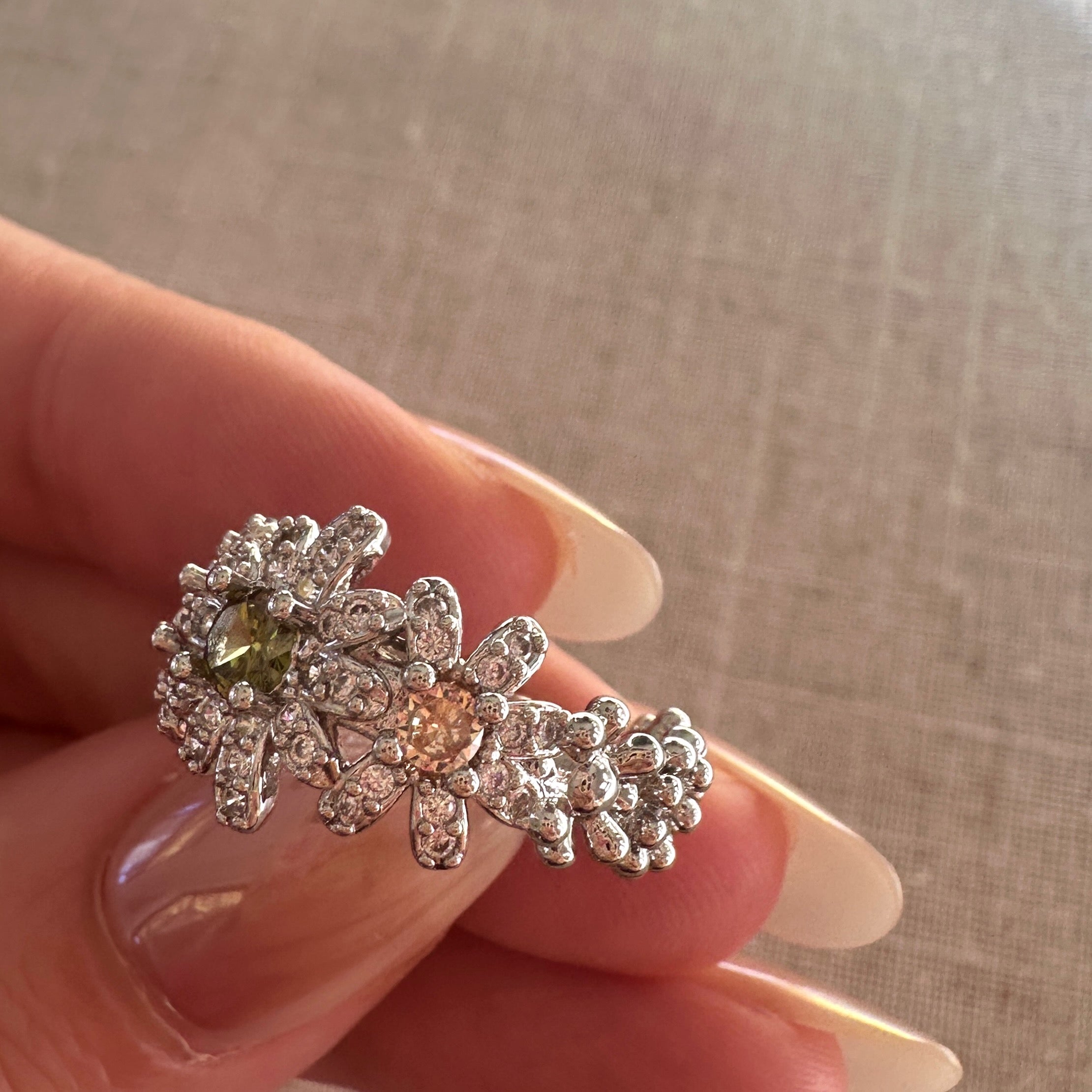 Cottagecore Nature Jewellery Triple Daisy Flower Ring