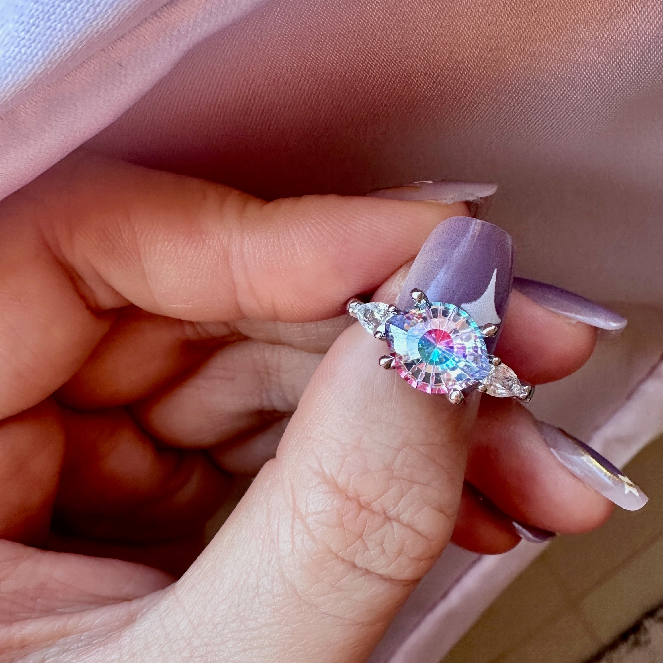 Iridescent Aurora Mystic Rainbow Ring