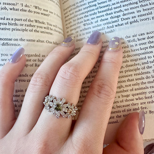 Cottagecore Nature Jewellery Triple Daisy Flower Ring