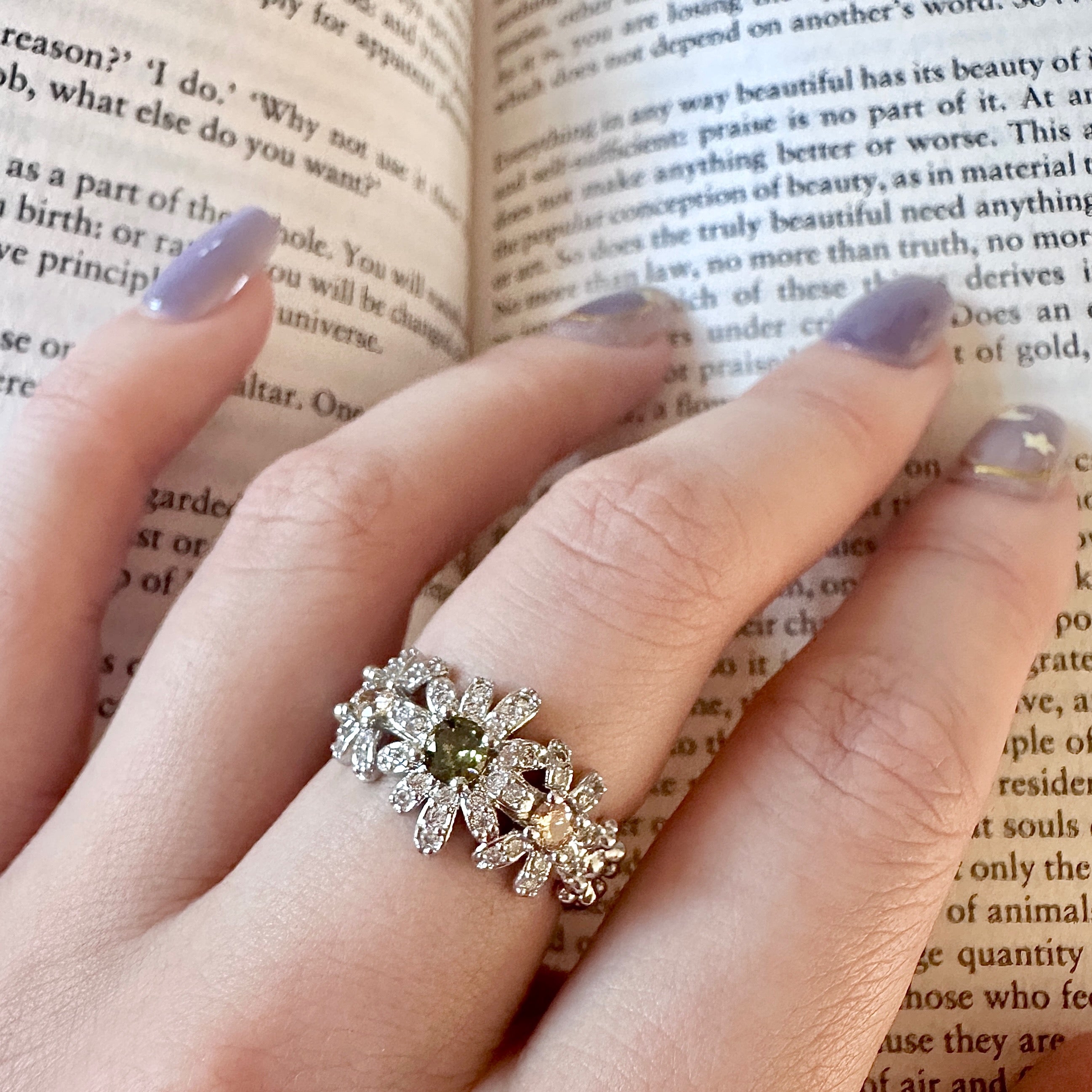 Cottagecore Nature Jewellery Triple Daisy Flower Ring