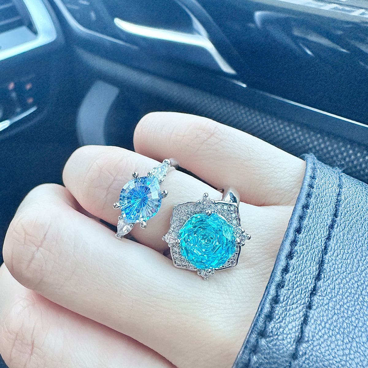 Paraiba Blue Crackle Crystal Ring