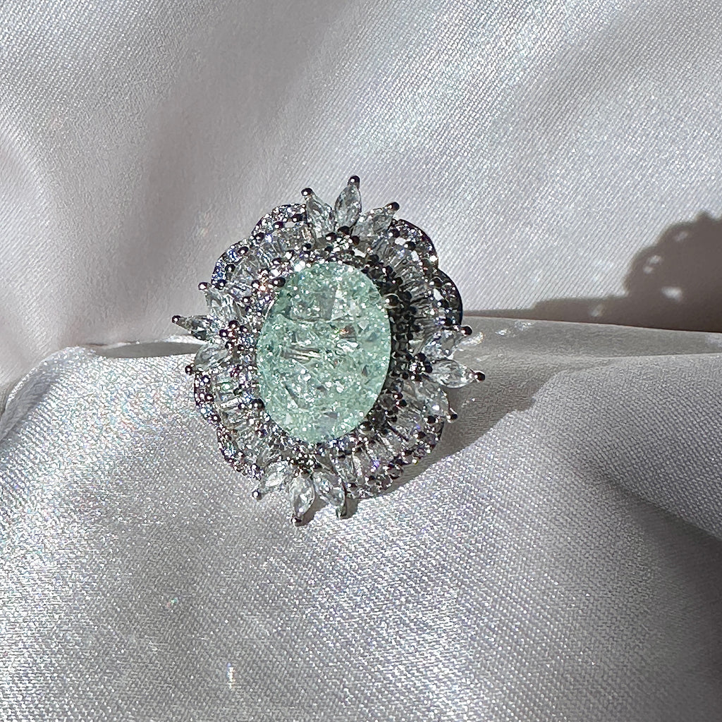 Unique Vintage Style Mint Green Tourmaline Ring