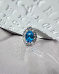 Oval Sky Blue Crystal Necklace Charm