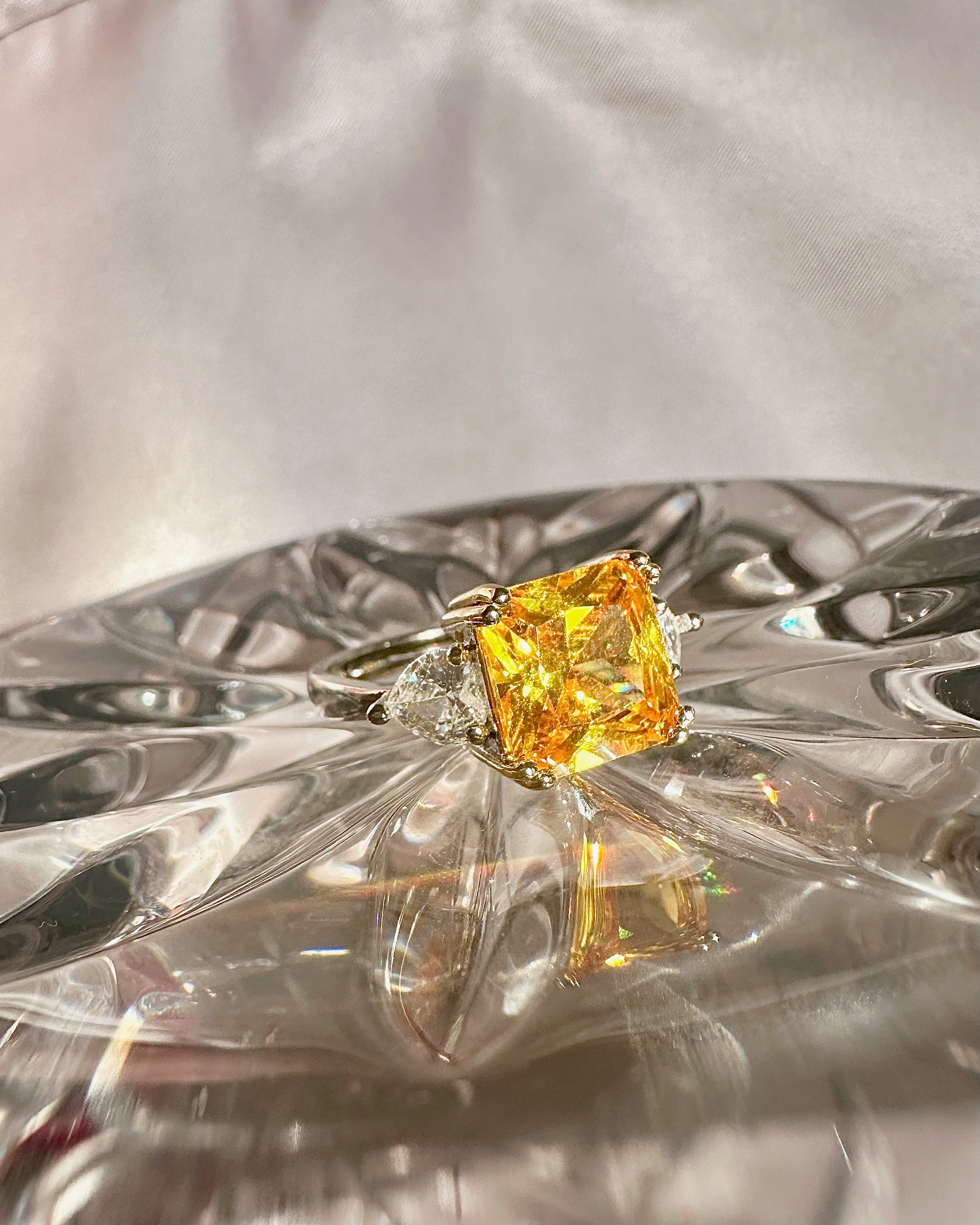 Statement Cocktail Ring with Orange Yellow Gemstone