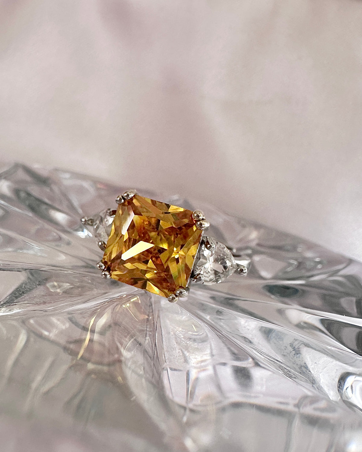 Statement Cocktail Ring with Orange Yellow Gemstone