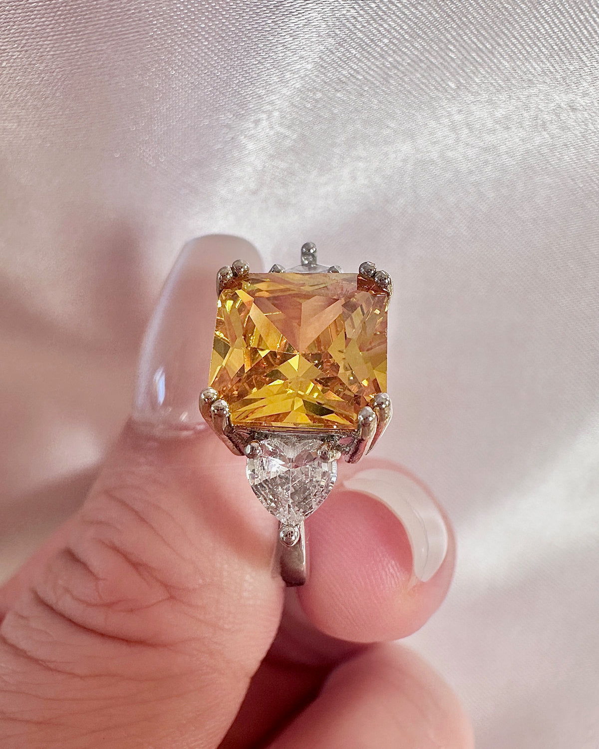 Statement Cocktail Ring with Orange Yellow Gemstone