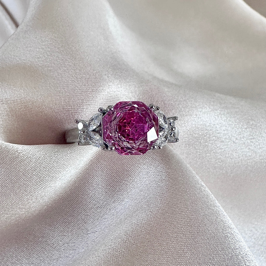 Silver Statement Ring with Marquise Accents| Engagement Style Gift for Her