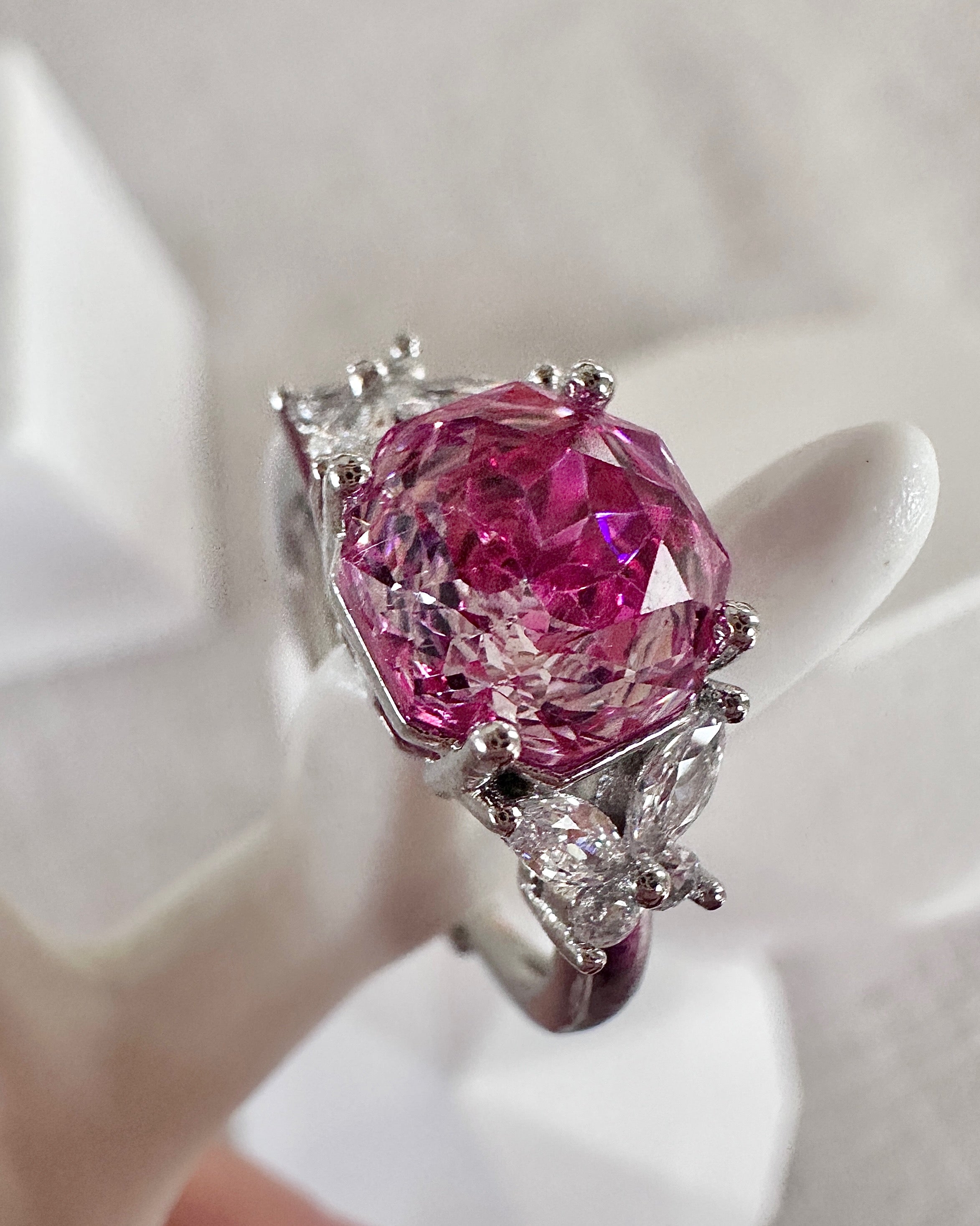 Silver Statement Ring with Marquise Accents| Engagement Style Gift for Her