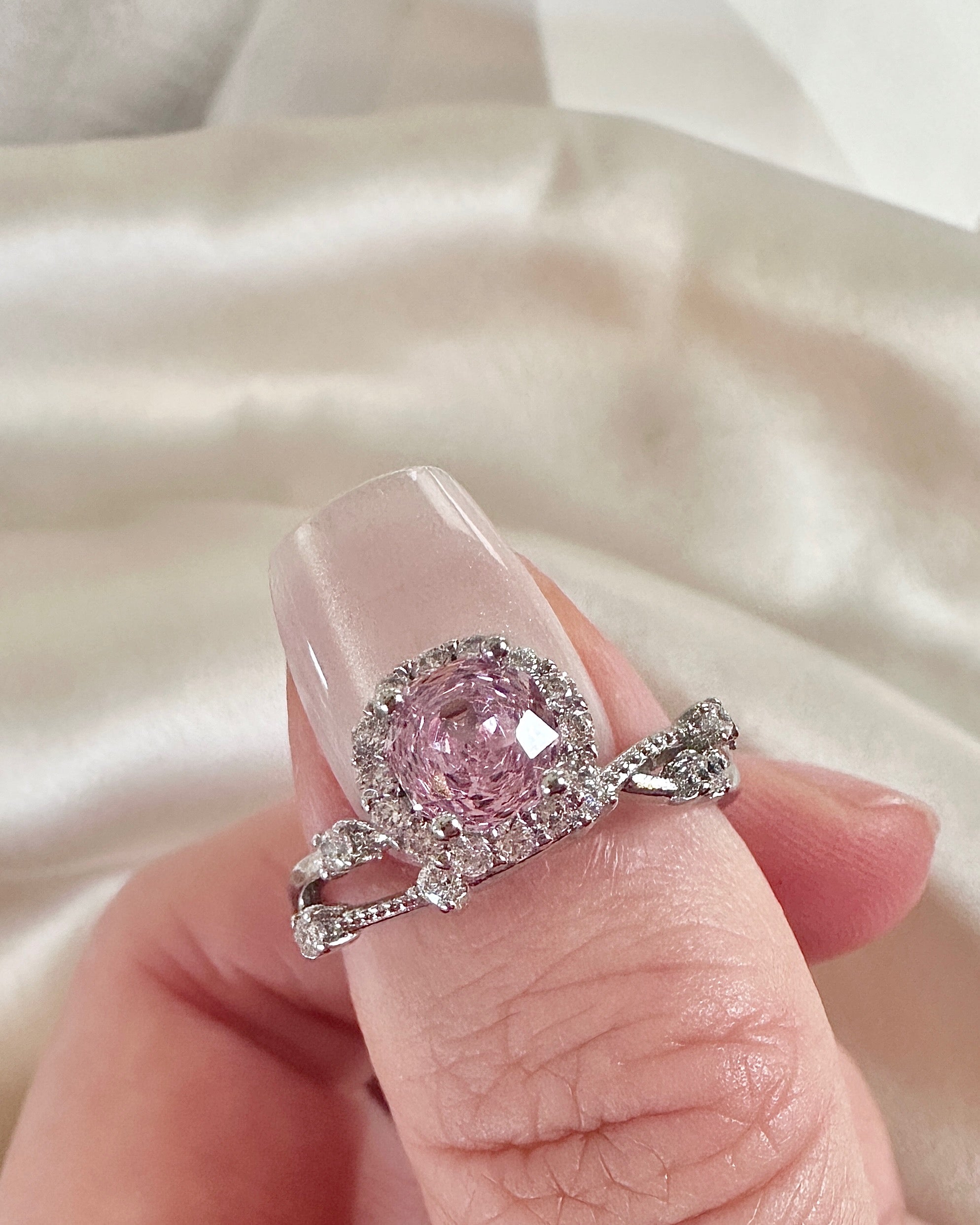 Pink Sapphire Halo Ring| Vintage Inspired Pink Gemstone Ring | Sparkle Gift for Her