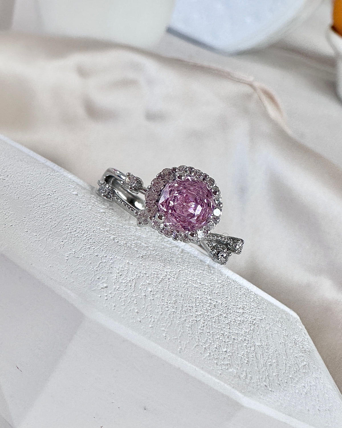 Pink Sapphire Halo Ring| Vintage Inspired Pink Gemstone Ring | Sparkle Gift for Her