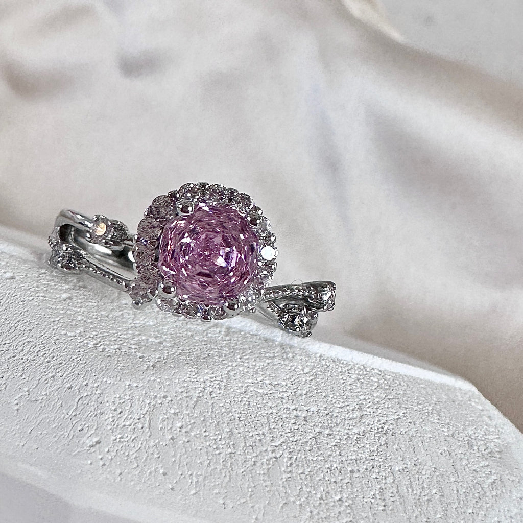 Pink Sapphire Halo Ring| Vintage Inspired Pink Gemstone Ring | Sparkle Gift for Her