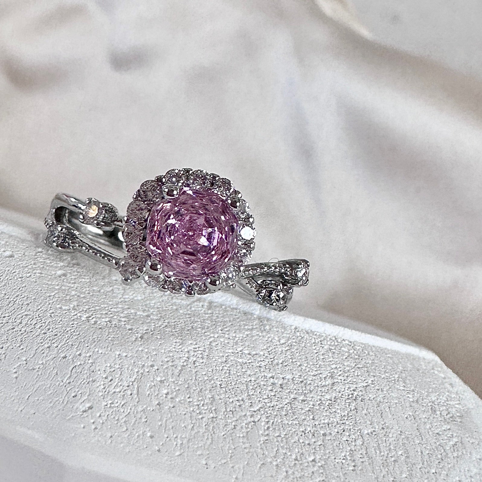 Pink Sapphire Halo Ring| Vintage Inspired Pink Gemstone Ring | Sparkle Gift for Her