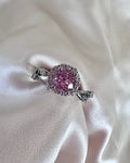 Pink Sapphire Halo Ring| Vintage Inspired Pink Gemstone Ring | Sparkle Gift for Her
