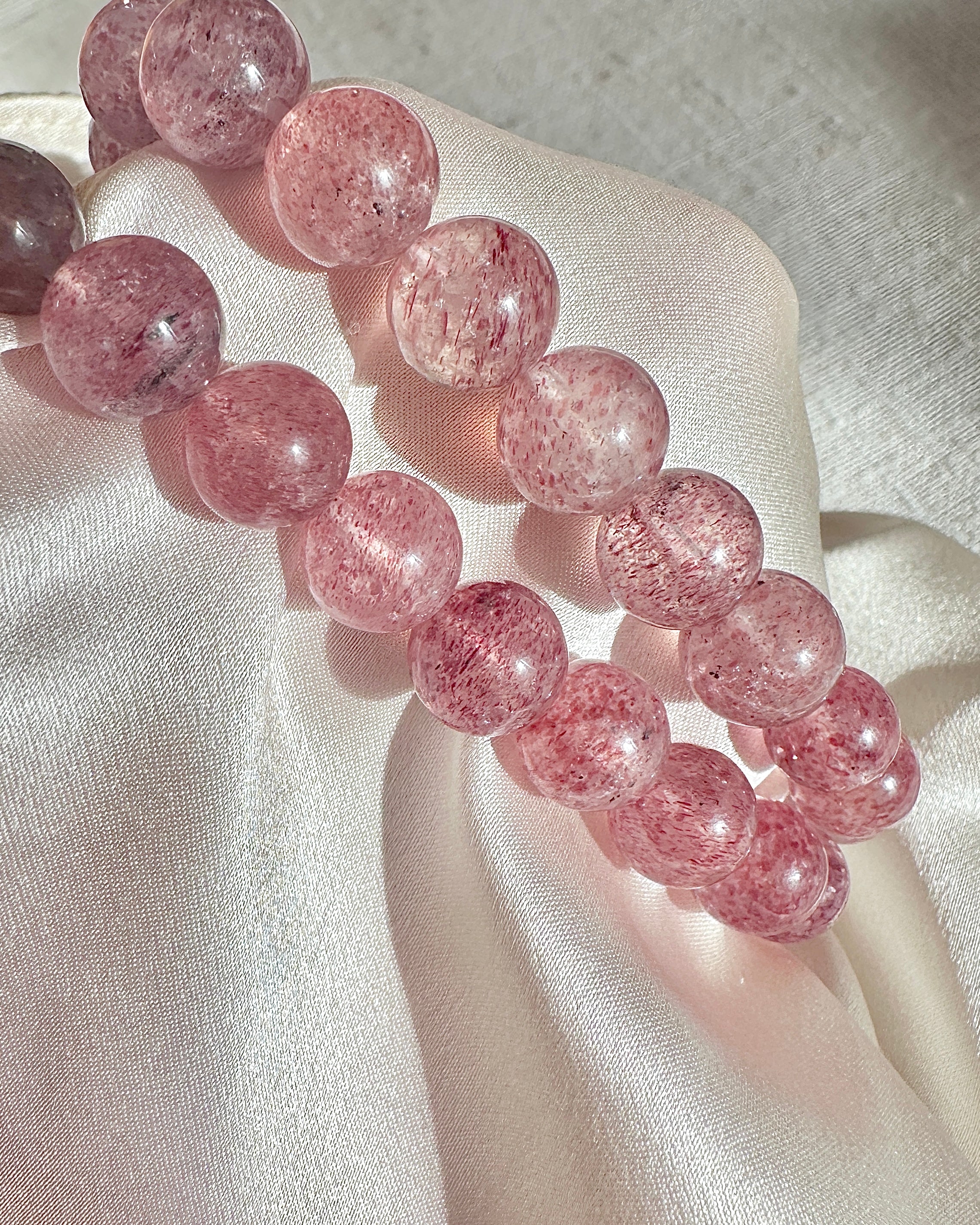 Strawberry Quartz Bracelet 8mm| Natural Stone of Love Crystal Bracelet