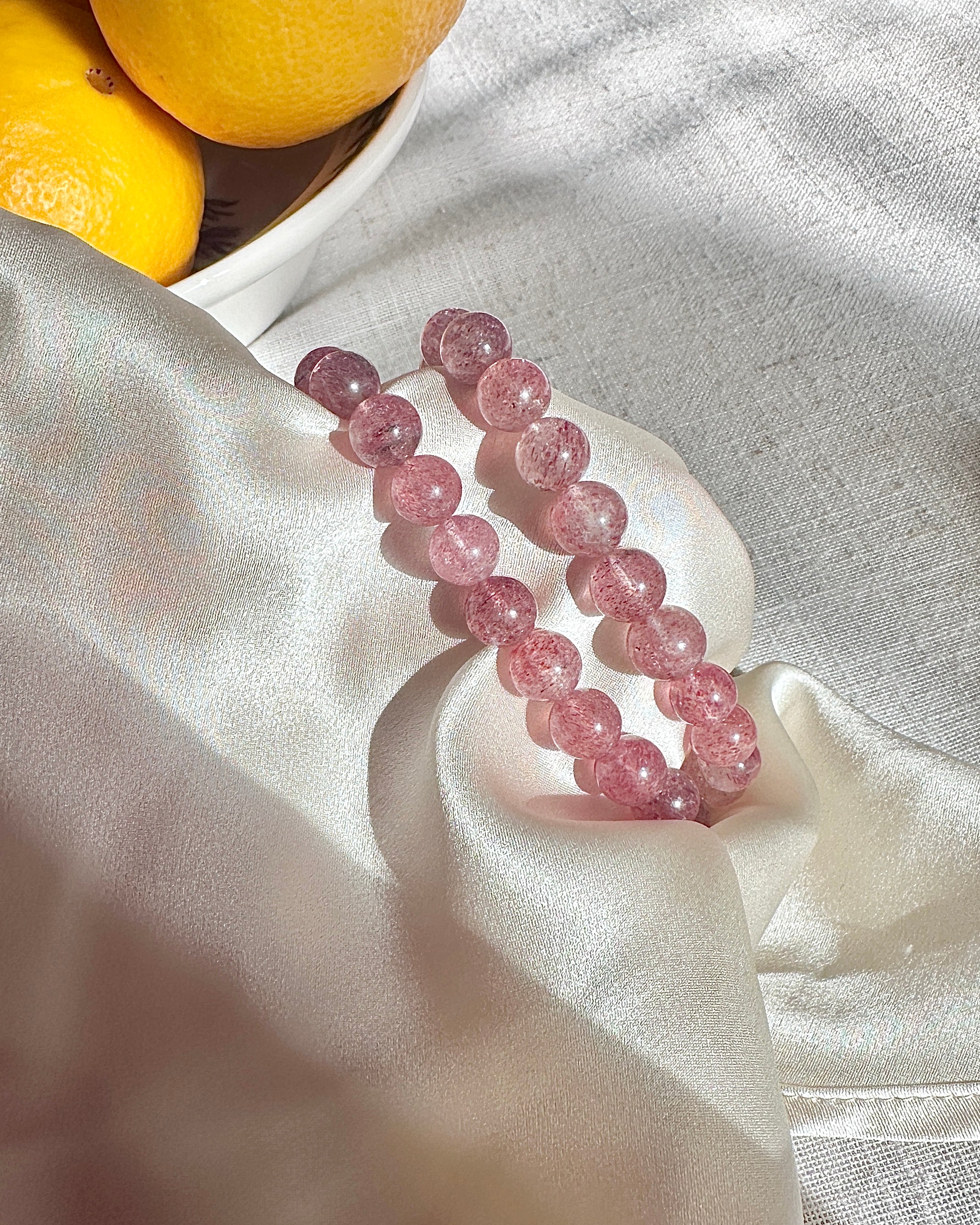Strawberry Quartz Bracelet 8mm| Natural Stone of Love Crystal Bracelet