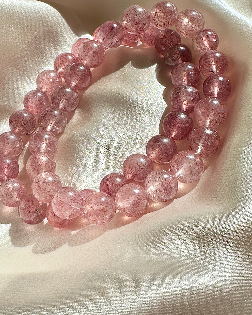 Strawberry Quartz Bracelet 8mm| Natural Stone of Love Crystal Bracelet