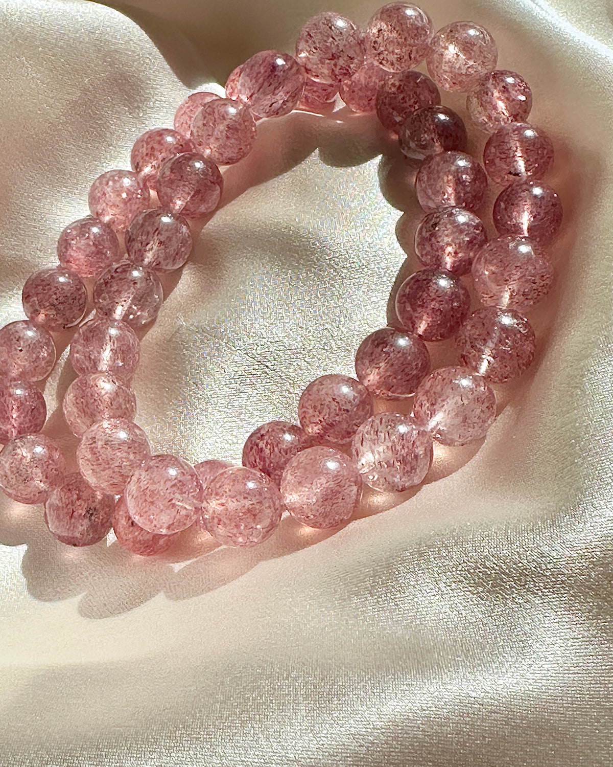 Strawberry Quartz Bracelet 8mm| Natural Stone of Love Crystal Bracelet