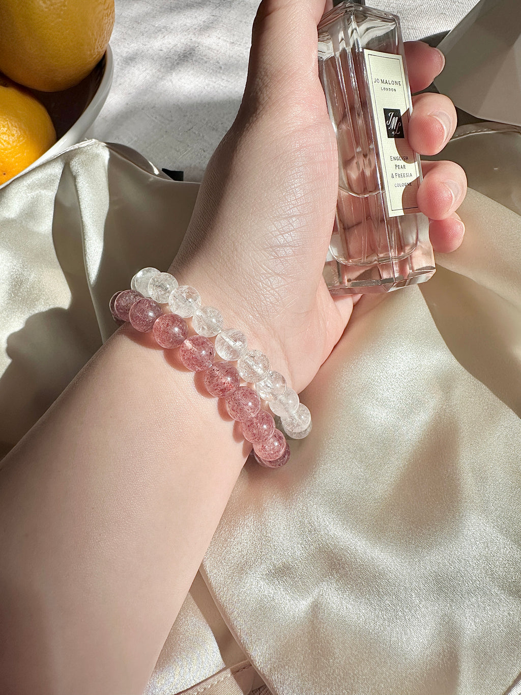 Strawberry Quartz Bracelet 8mm| Natural Stone of Love Crystal Bracelet