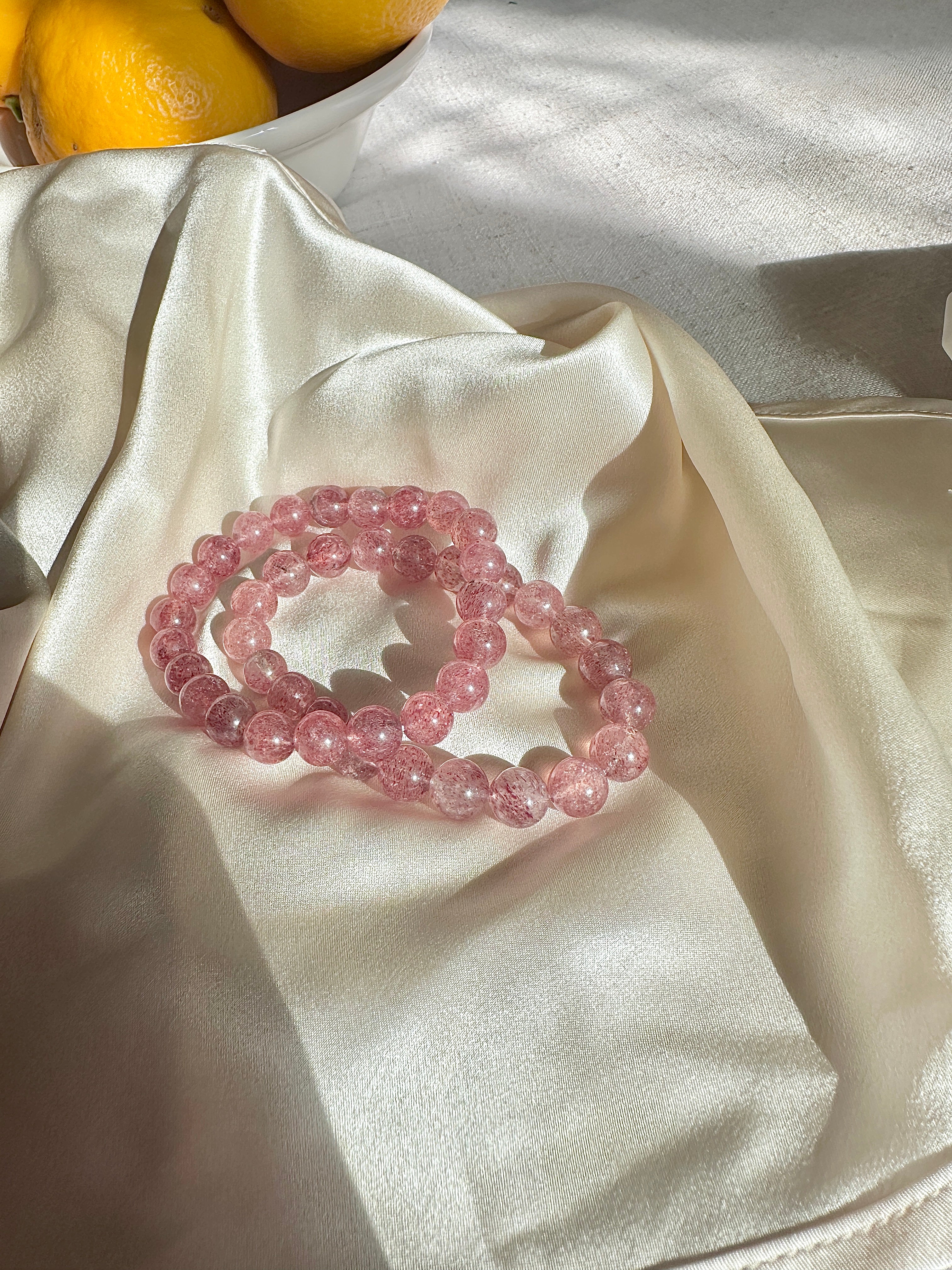 Strawberry Quartz Bracelet 8mm| Natural Stone of Love Crystal Bracelet