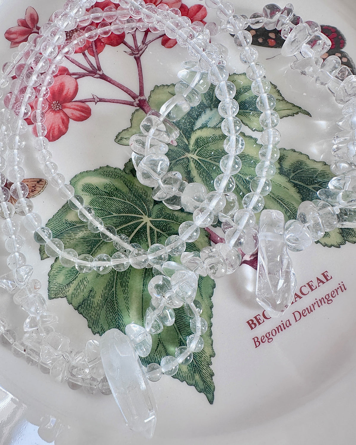 Clear Quartz Bracelet — Mixed-Size Design with Point Charm
