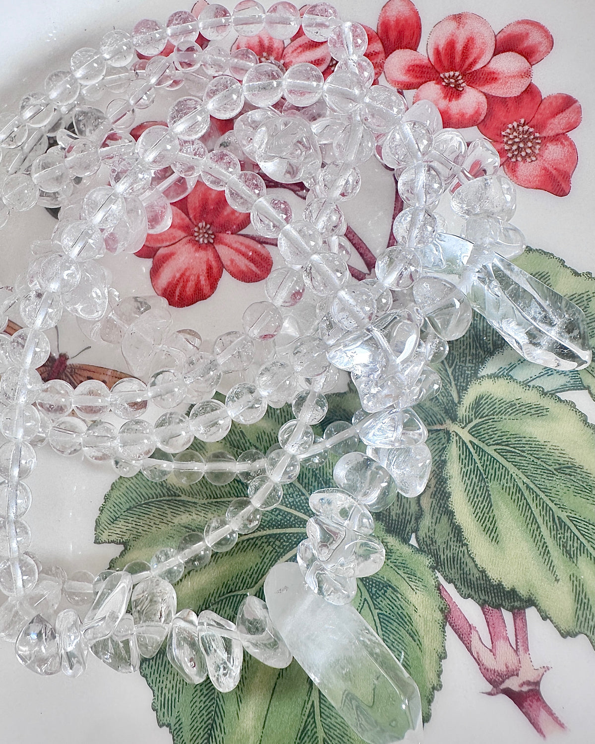 Clear Quartz Bracelet — Mixed-Size Design with Point Charm