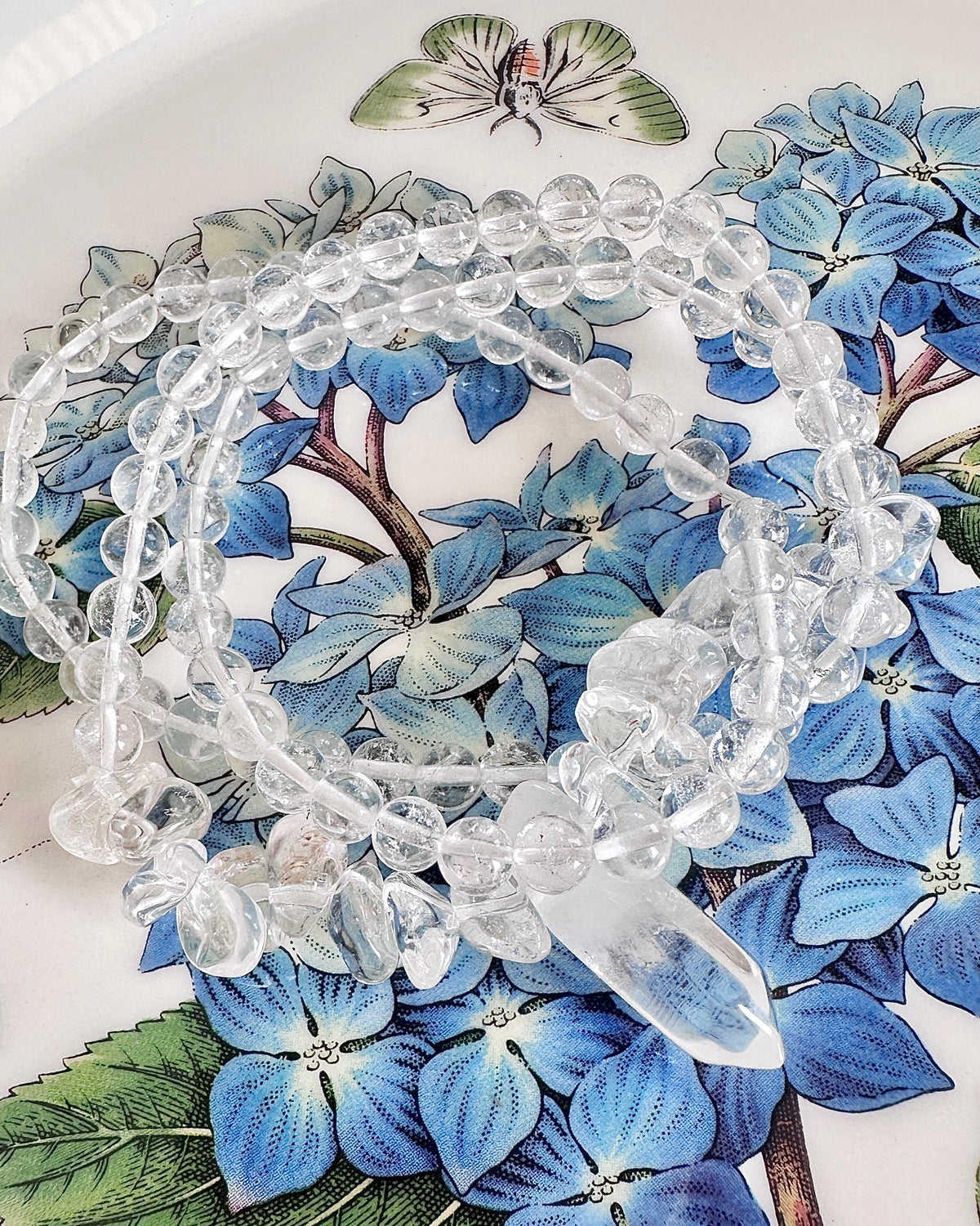 Clear Quartz Bracelet — Mixed-Size Design with Point Charm