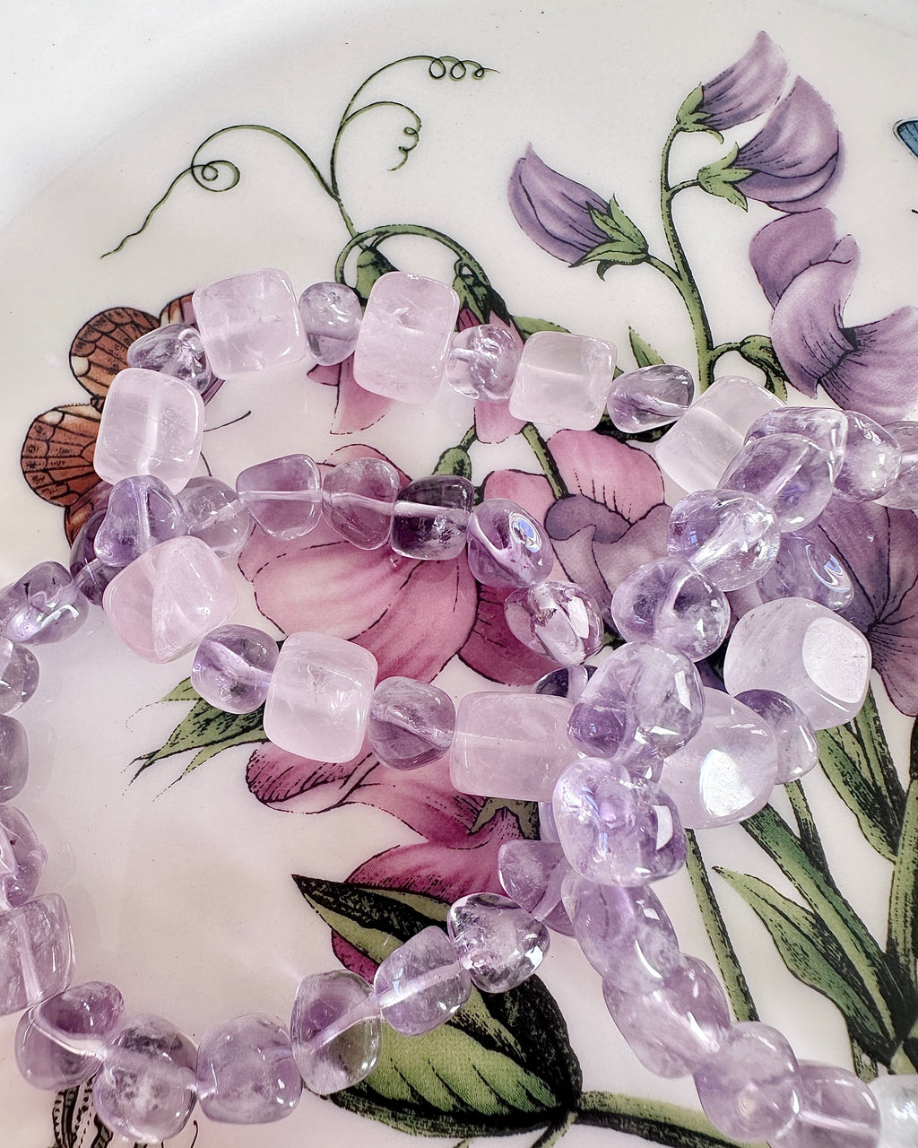 Rose de France Amethyst & Rose Quartz Bracelet — Soothes Overthinking, Sweet Dreams