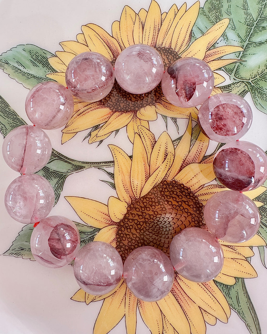 Pink Phantom Quartz Bracelet — 18mm Heart Chakra Healing & Positive Attitude