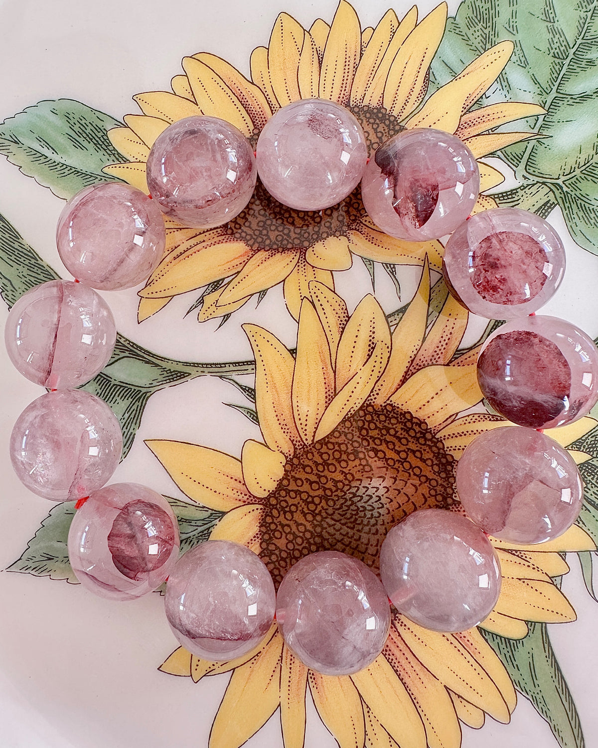 Pink Phantom Quartz Bracelet — 18mm Heart Chakra Healing & Positive Attitude
