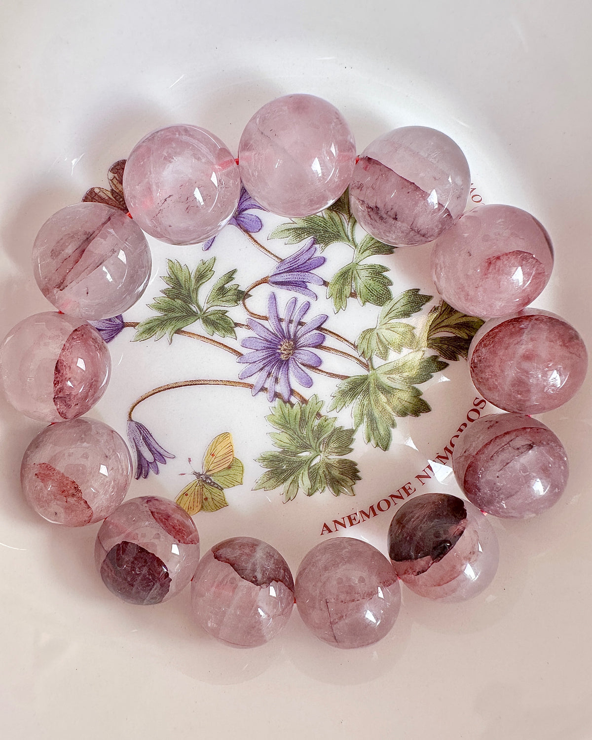 Pink Phantom Quartz Bracelet — 18mm Heart Chakra Healing & Positive Attitude
