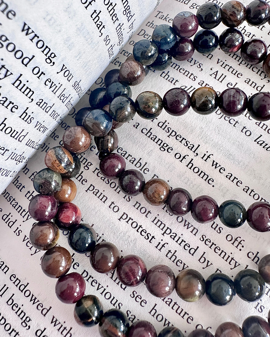 Triple Protection Tiger's Eye Bracelet — 5mm Gold, Blue & Red Blend