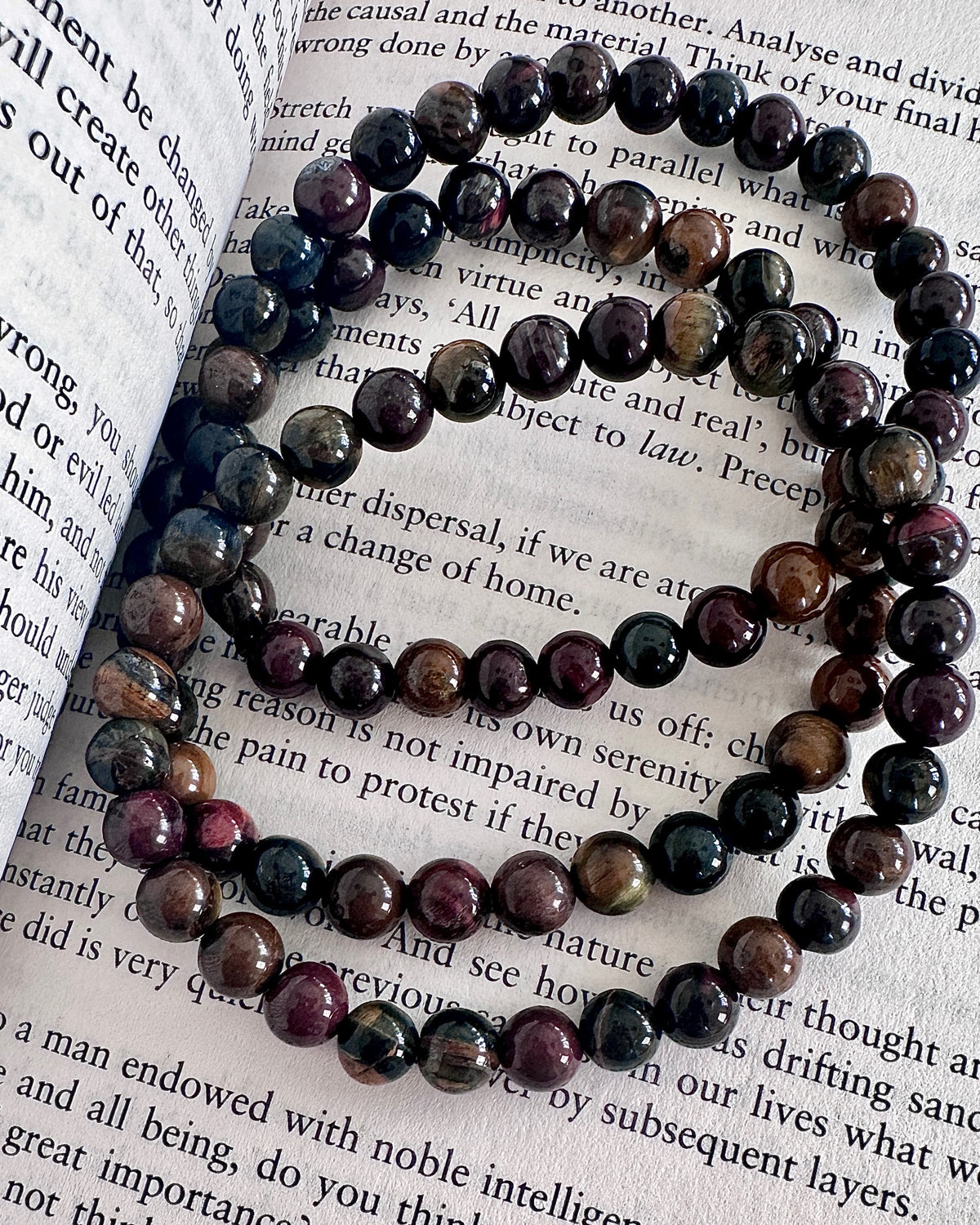 Triple Protection Tiger's Eye Bracelet — 5mm Gold, Blue & Red Blend