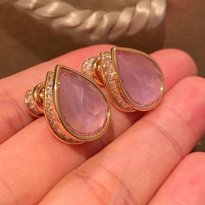 Blush Pink Teardrop Statement Studs
