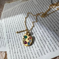 Kate Spade Artist Palette Pendant Necklace Gold Multicolor Crystal Paintbrush