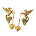 Gold Winged Sphinx Heart Locket Earrings Baroque Statement Dark Academia Vintage