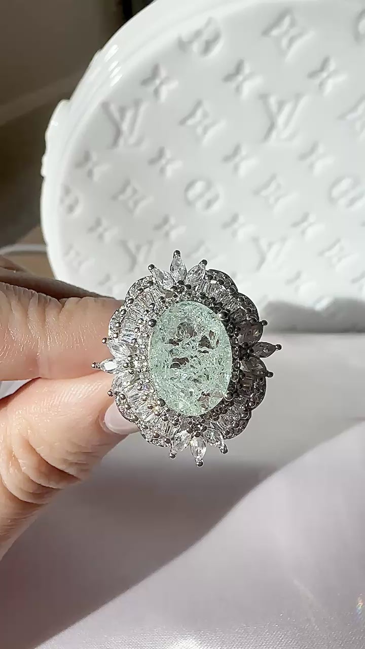 Unique Vintage Style Mint Green Tourmaline Ring